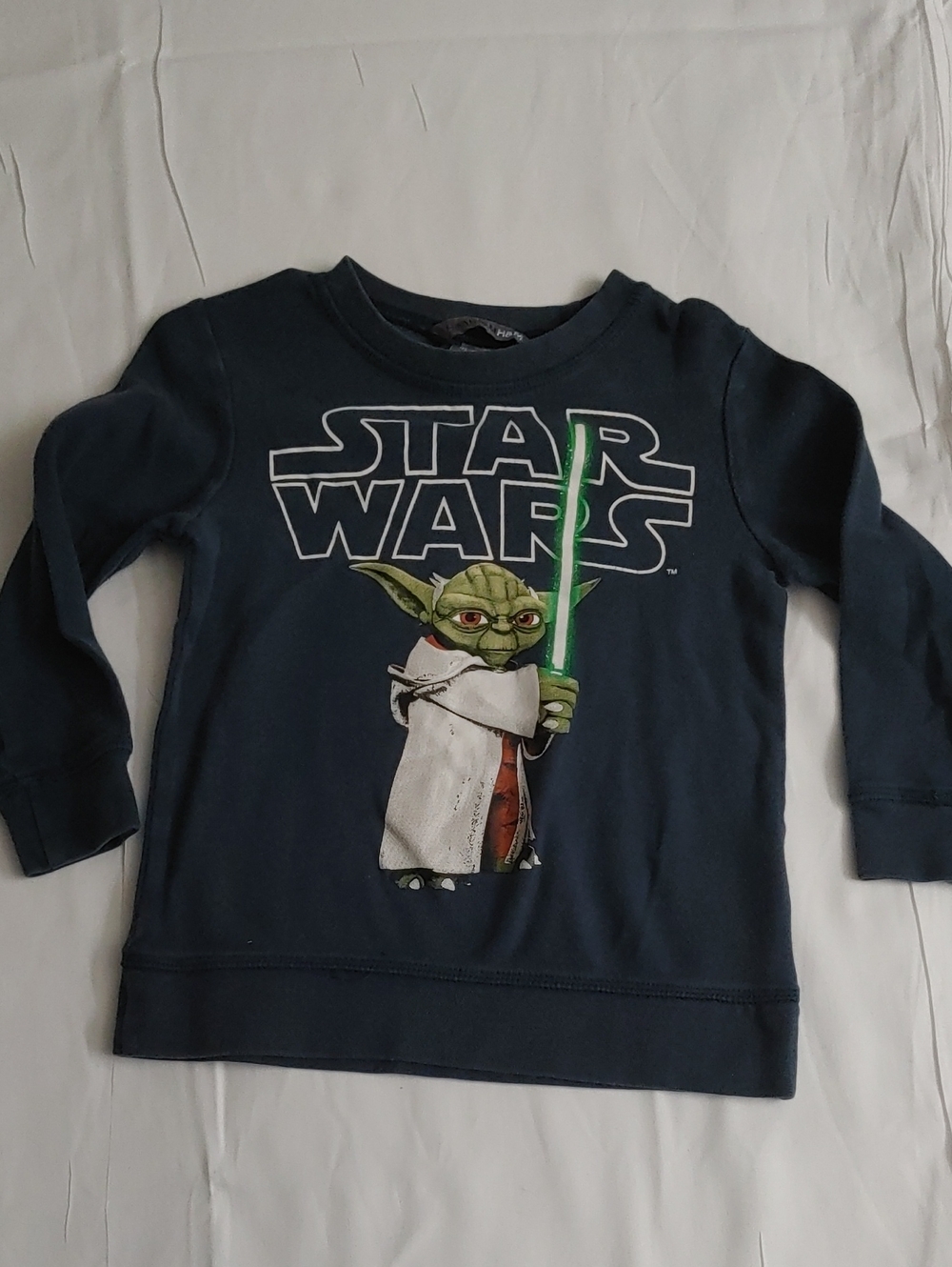 Star Wars Navy Kids Sweatshirt with Yoda Graphic and Green Lightsaber